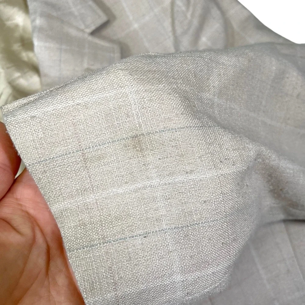 Johnny Carson 42R Beige Blazer Windowpane Plaid Two Button Jacket Grandpa Core